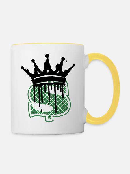 Bargeld ist König - Tasse zweifarbig - Weiß/Gelb