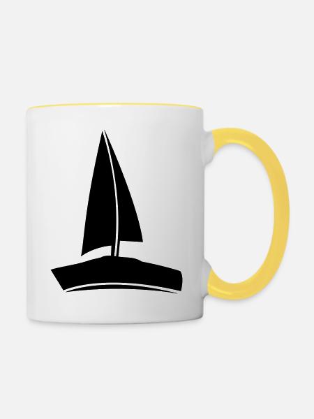 boot1 - Tasse zweifarbig - Weiß/Gelb
