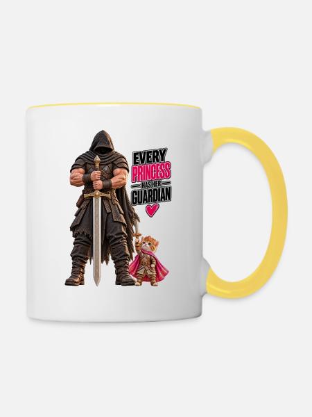 Knight Kitten Wächter - Tasse zweifarbig - Weiß/Gelb