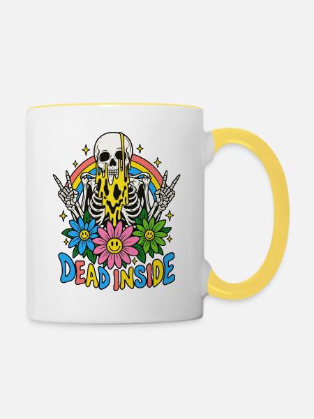 Blühendes Skelett - Tasse zweifarbig - Weiß/Gelb