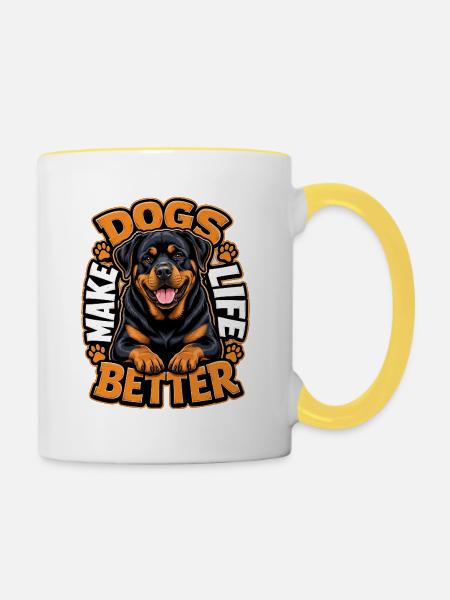 Rottweiler - Tasse zweifarbig - Weiß/Gelb