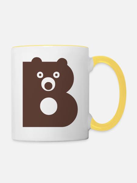 Bärchen - Tasse zweifarbig - Weiß/Gelb