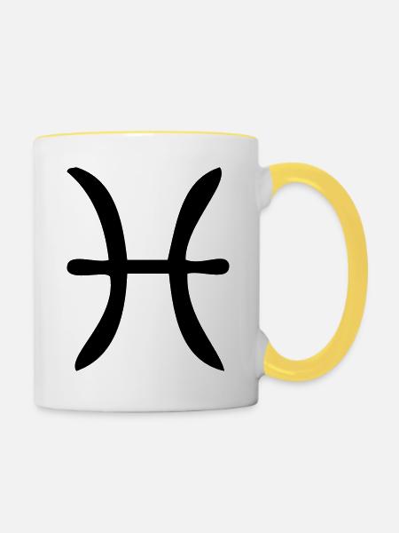 Fische Sternzeichen - Tasse zweifarbig - Weiß/Gelb