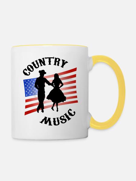 Country-Musik - Tasse zweifarbig - Weiß/Gelb