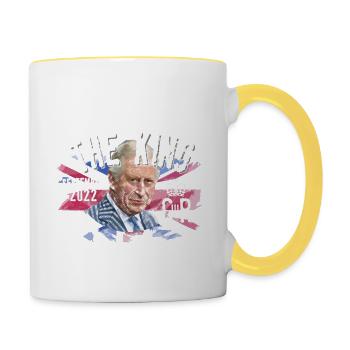 Gott schütze den König Karl III. - Tasse zweifarbig - Weiß/Gelb - Rechts