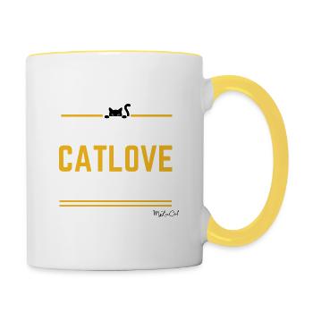 Catlove - Das Must-Have für alle Katzenfans! - Tasse zweifarbig - Weiß/Gelb - Rechts