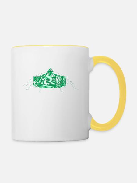 jurte_green - Tasse zweifarbig - Weiß/Gelb