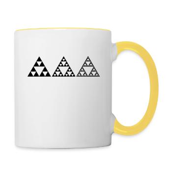 Sierpinski triangles, fractal, geometry, - Contrasting Mug - white/yellow - Right