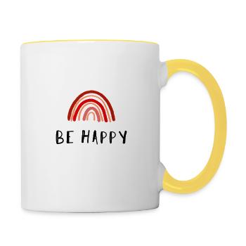 BE HAPPY - Contrasting Mug - white/yellow - Right