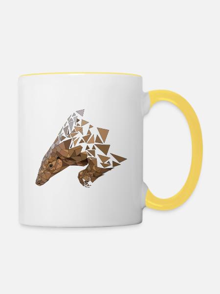 Pangolin | Low Poly - Tasse zweifarbig - Weiß/Gelb