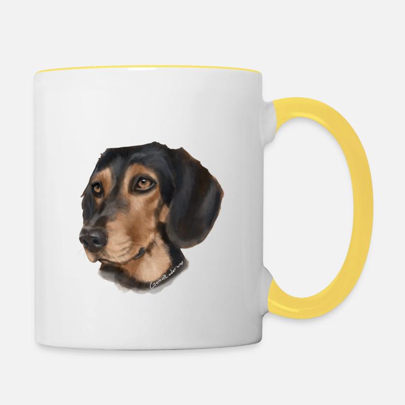 Bracke tyrolien chien de chasse Aura - Mug contrasté - blanc/jaune