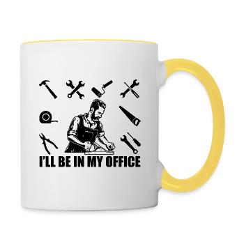Bois menuisier Menuisier Bois - Mug contrasté - blanc/jaune - Droite