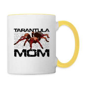 Tarantel Mama Spinne Geschenk Taranteln Geschenke - Tasse zweifarbig - Weiß/Gelb - Rechts
