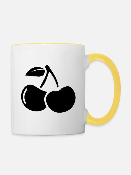 Kirschen symbol - Tasse zweifarbig - Weiß/Gelb
