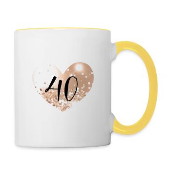 40 Nombre de cœur - Mug contrasté - blanc/jaune - Droite