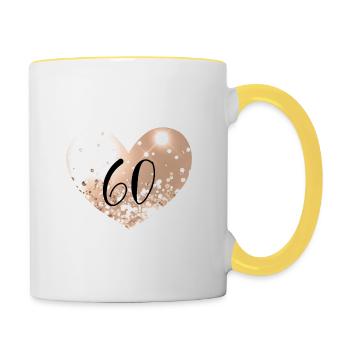 60 Nombre de cœur - Mug contrasté - blanc/jaune - Droite