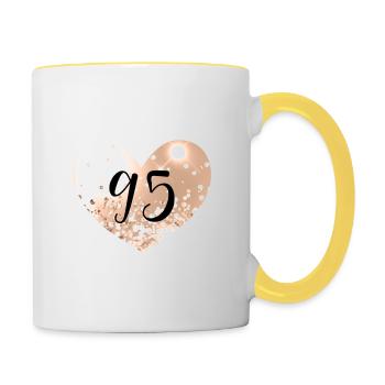95 Heart Number - Contrasting Mug - white/yellow - Right