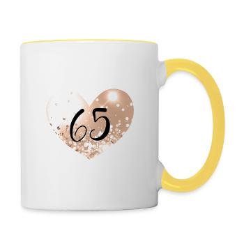 65 Heart Number - Contrasting Mug - white/yellow - Right