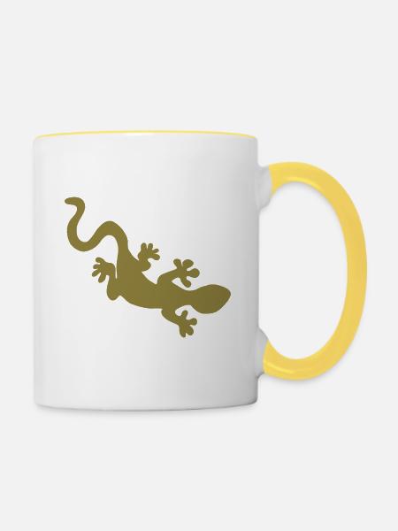 Gecko - Tasse zweifarbig - Weiß/Gelb