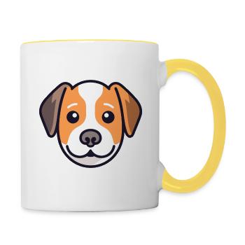 Cute dog design for dog owners - Contrasting Mug - white/yellow - Right