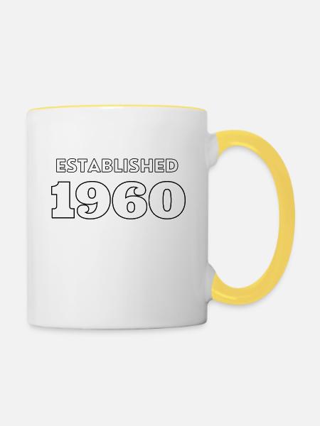 Established 1960 - Tasse zweifarbig - Weiß/Gelb