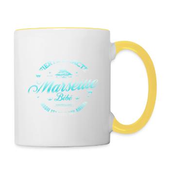"Marseille Bébé" - Fierté et Ambiance - Mug contrasté - blanc/jaune - Droite