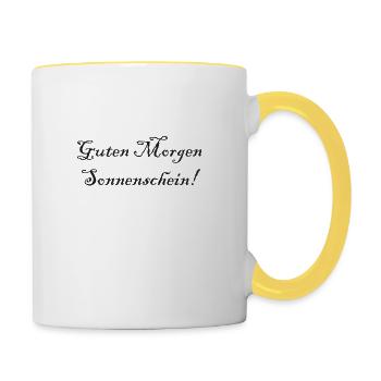 guten morgen sonnenschein - Tasse zweifarbig - Weiß/Gelb - Rechts