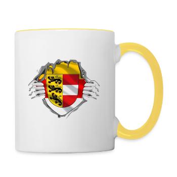 Echte Klagenfurt & Kärnten Patrioten & Urlauber - Tasse zweifarbig - Weiß/Gelb - Rechts