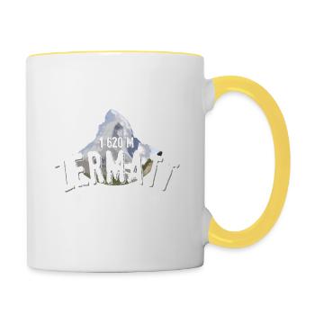 Zermatt Alpes suisses - Mug contrasté - blanc/jaune - Droite