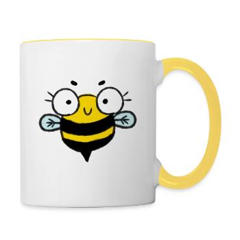 Mignon abeille fille basique - Mug contrasté - blanc/jaune - Droite