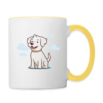 Cute dog design for dog owners - Contrasting Mug - white/yellow - Right