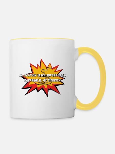 Motivation & Kaffee - Tasse zweifarbig - Weiß/Gelb