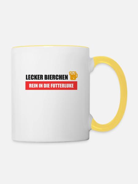 Lecker Bierchen Futterluke - Tasse zweifarbig - Weiß/Gelb