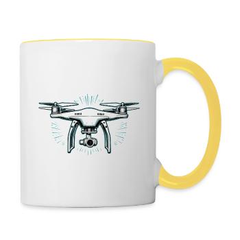 Ich Seh, Ich Seh - Drohnen - Tasse zweifarbig - Weiß/Gelb - Rechts