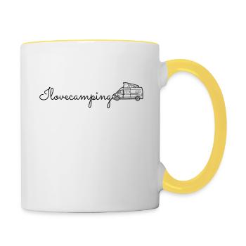 I Love Camping Kastenwagen - Tasse zweifarbig - Weiß/Gelb - Rechts