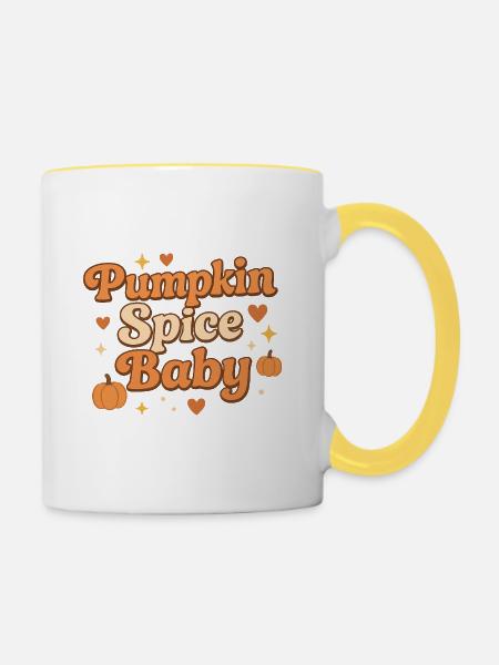 pumpkin spice baby / herbst design - Tasse zweifarbig - Weiß/Gelb