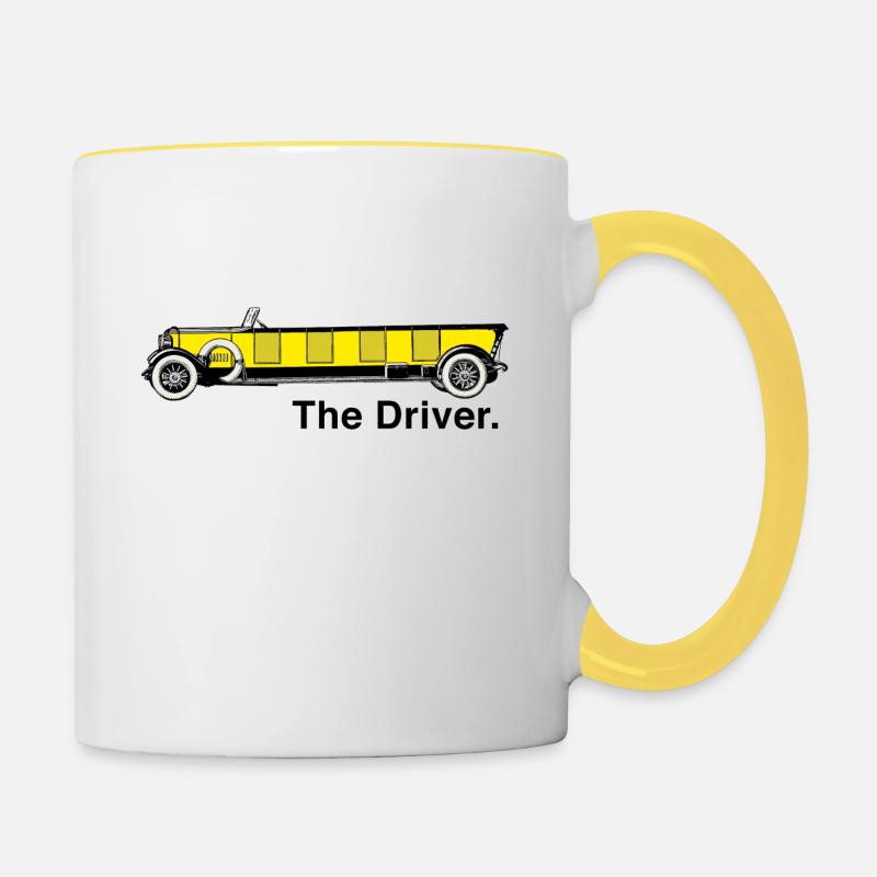 Yellow Oldtimer - The Driver. - Contrasting Mug - white/yellow