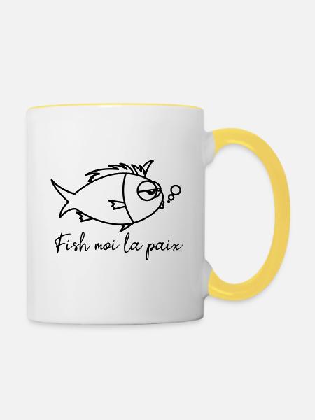 Fish me peace - Contrasting Mug - white/yellow