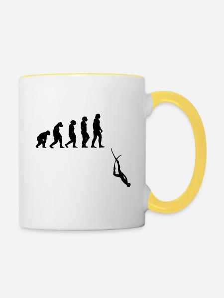 Evolution Apnoe Tauchen - Tasse zweifarbig - Weiß/Gelb