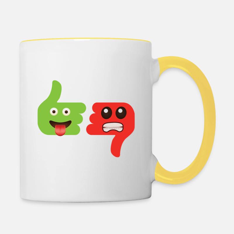 Emoticone j'aime, j'aime pas - Mug contrasté - blanc/jaune