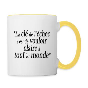 citation bonheur réussite motivation belle phrase - Mug contrasté - blanc/jaune - Droite