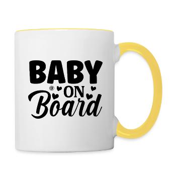 Bébé à bord - Mug contrasté - blanc/jaune - Droite