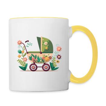 Flowery stroller 1 - Contrasting Mug - white/yellow - Right
