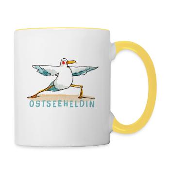 Yogamöwen / Ostsee-Heldin - Tasse zweifarbig - Weiß/Gelb - Rechts
