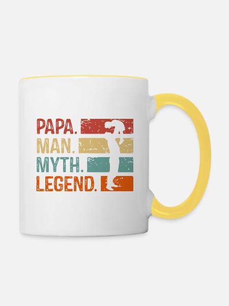 Papa Man Mythos Legende - Tasse zweifarbig - Weiß/Gelb