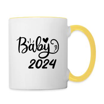 Bébé 2024 Grossesse annonce la naissance du bébé - Mug contrasté - blanc/jaune - Droite