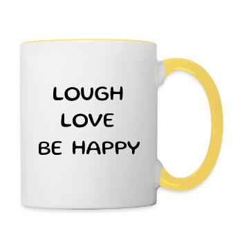 Lough amour sois heureux. Beau dicton, aphorisme - Mug contrasté - blanc/jaune - Droite