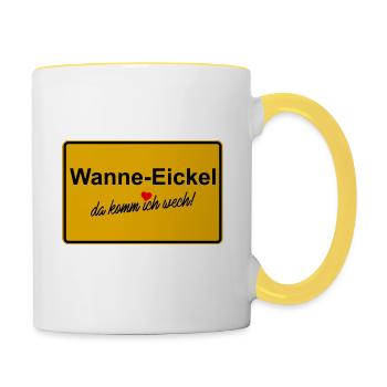 Wanne Eickel da komm ich wech - Tasse zweifarbig - Weiß/Gelb - Rechts