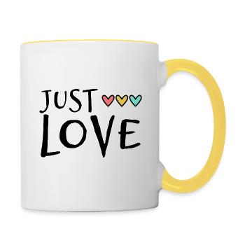 EINFACH LIEBEN. GERADE VERHEIRATET. ES LEBE DIE MARYS. JUNGGESELLINNENABSCHIED - Tasse zweifarbig - Weiß/Gelb - Rechts