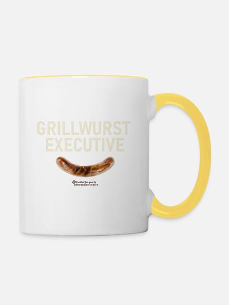 Grillspruch Grillwurst Executive - Tasse zweifarbig - Weiß/Gelb